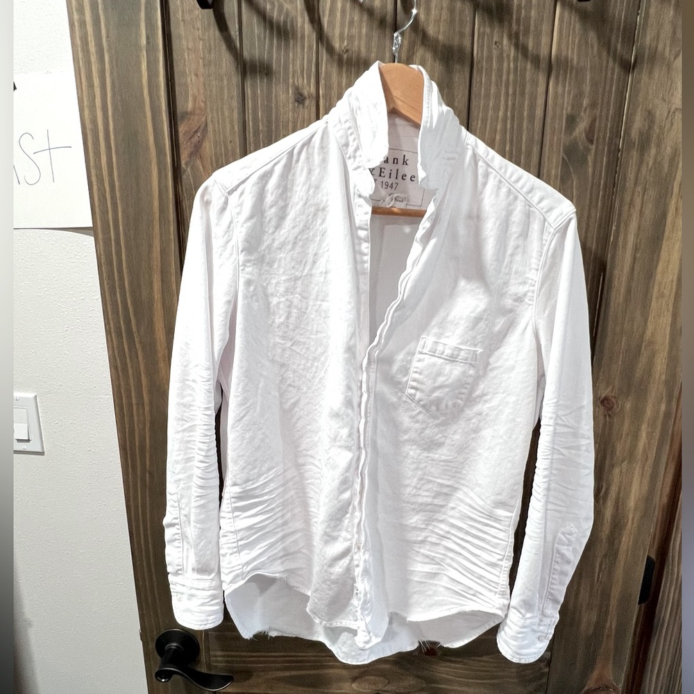white denim Eileen XS button down